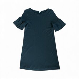 J. Crew Wool Black Bell Sleeve Midi Dress